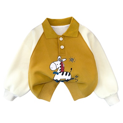 儿童加绒卫衣一体绒男童POLO衫