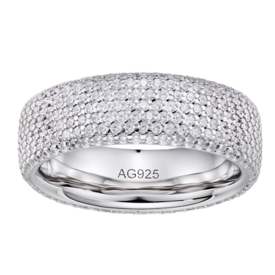 满天星宽版排钻戒指女925纯银