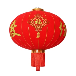 植绒大红灯笼新年春节户外防水阳台挂饰LED灯笼发光绒布欢度插电