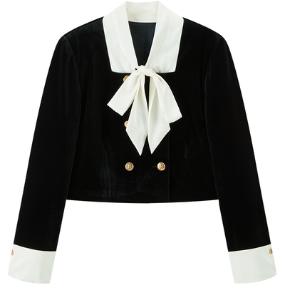 太平鸟女装秋季时尚品质优雅系列丝绒小香套装A1FCE3574