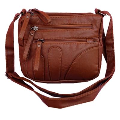 真皮斜挎包中年包软皮多层妈妈包