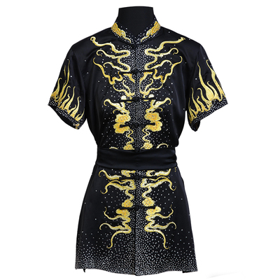 言一武术长拳黄龙亮钻新款彩服黑色体考比赛竞技儿童