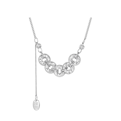 明牌珠宝925银财运连连项链