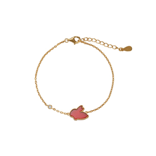 Neverfar木兰兔系列贝母红玛瑙S925银手链精致设计感