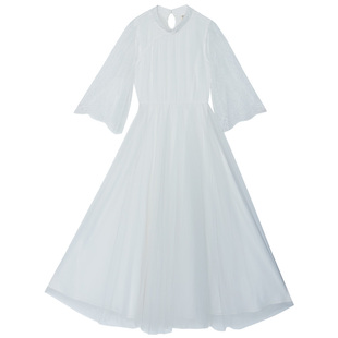 【158元区】春装气质修身裙子新款白色连衣裙女长款高腰仙女长裙