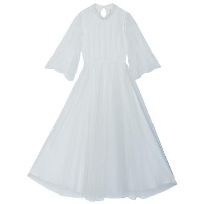 棉麻记春装新款白色仙女风连衣裙