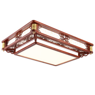 新中式吸顶灯客厅主卧室灯LED长方形仿古餐厅大气中国风实木灯具