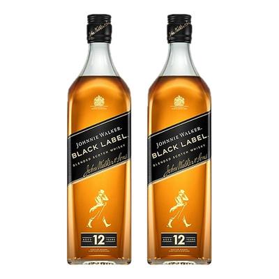 Johnnie Walker尊尼获加12年黑方黑牌1000ml*2瓶苏格兰威士忌进口