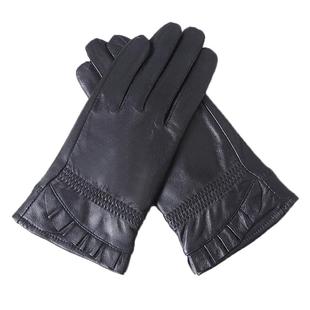 真皮手套女士羊皮手套骑车冬季保暖加绒骑行电动车触屏皮手套薄款