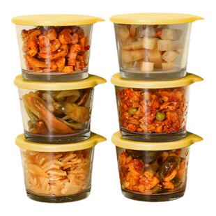 媚家咸菜盒冰箱保鲜盒玻璃小碗密封罐泡菜盒子带盖小菜食品分装盒