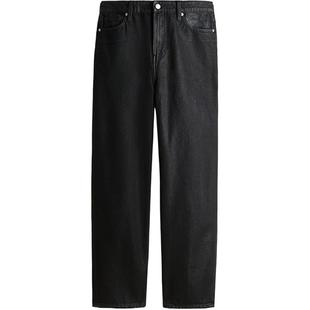 HM女装冬季灯笼裤腿宽松筒形高腰牛仔裤1229032