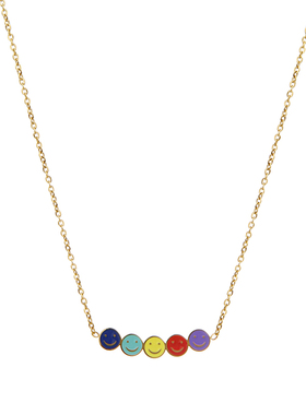 UNBEATEN彩色滴釉笑脸项链女潮小众轻奢高级感2025新款钛钢不掉色