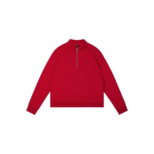 oneup美式红色半拉链立领卫衣外套女春季小个子宽松户外运动上衣