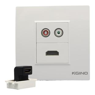 86型高清音频面板灰色HDMI弯头直插红白莲花头电视显示器墙壁插座