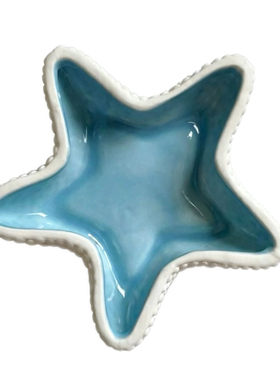 粗陶简约浮雕创意陶瓷海星陶瓷收纳盒家用客厅摆件工艺品首饰盒