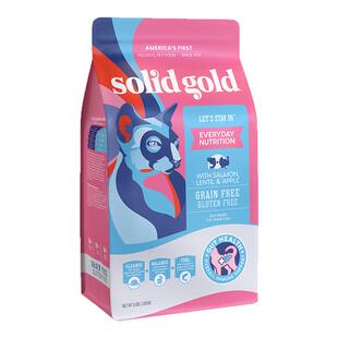 Solid Gold素力高进口鲜肉营养美毛版三文鱼味猫粮12磅/5.44kg