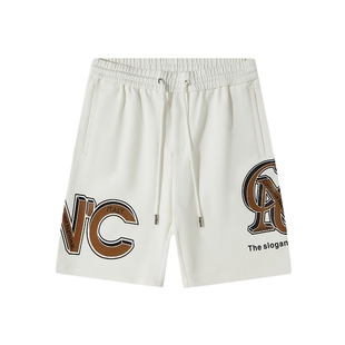 【品质珠地棉 吸汗透气】CNC男装奥莱五分裤夏季字母印花休闲短裤