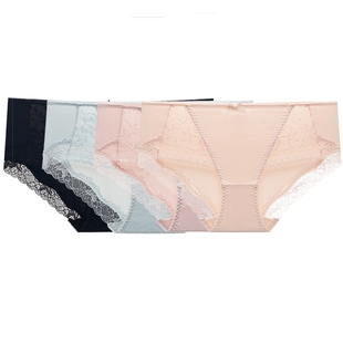 4条装MYBODY商场同款红品内裤女抗菌纯棉底裆性感蕾丝中腰三角裤