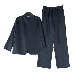 丝侬真丝羊绒睡衣男士套装羊绒大衣男款短款羊绒贵族康赛妮面料1