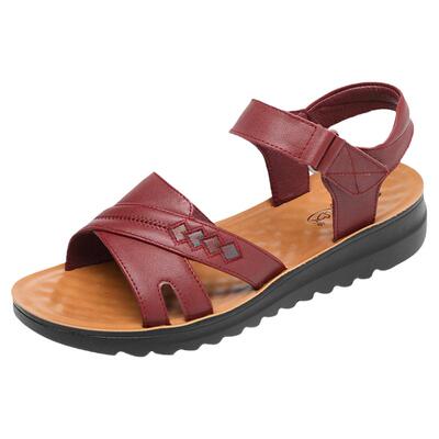 特大号脚宽女鞋平底凉鞋真皮粘扣