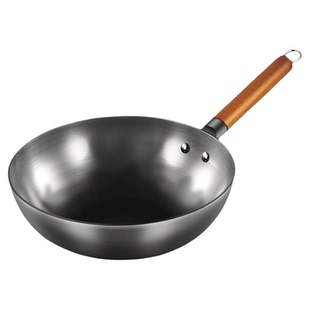 美的大铁锅炒锅家用无涂层炒菜锅老式平底锅燃煤气灶电磁炉可用