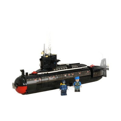 094型军事战舰潜水艇拼装积木