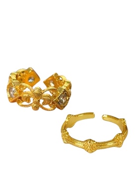 法式复古风精致拉丝锆石戒指