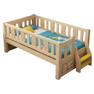 实木儿童床男孩单人床女孩公主床婴儿拼接大床加宽床边小床带护栏