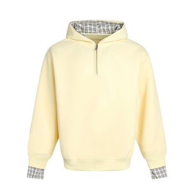 万有引力博物馆 格子拼接半拉链立领卫衣女秋季2025新款宽松上衣