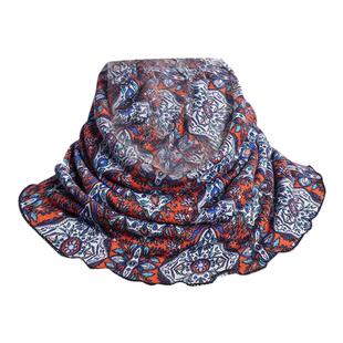 细羊毛薄款围脖女套头春秋冬百搭假领子脖套印花中老年护颈丝巾