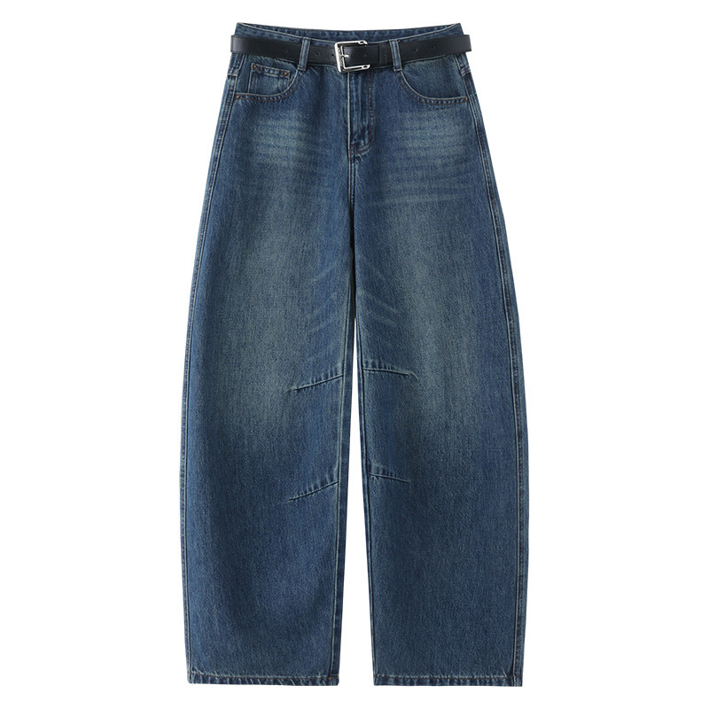 黑色春秋高腰显瘦牛仔弯刀阔腿裤