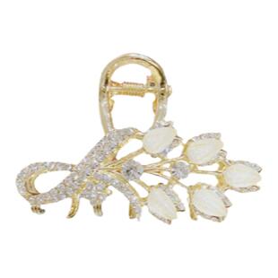 新款高级感水钻琉璃麦穗抓夹女后脑勺中号夹子半扎发气质发卡头饰