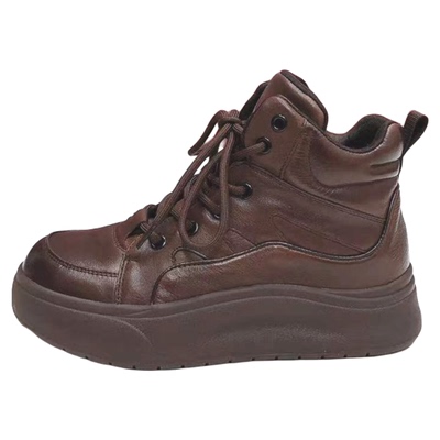 英伦风短靴女真皮软底厚底高帮鞋