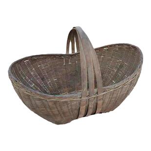 民俗老物件簸箕元宝篮农村旧货手工编织米笙柳编竹筛箩筐传盘水桶