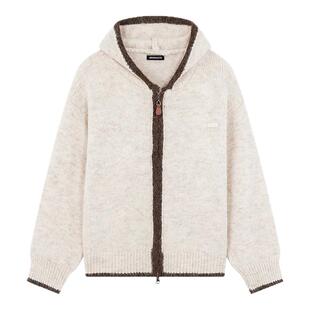 i.t GROUNDZERO韩系2025秋冬杏色毛衣连帽外套长袖针织开衫女