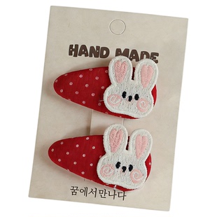 儿童卡通BB夹百搭蝴蝶结发夹女童红色系波点布艺刘海夹甜美发饰