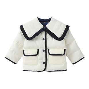 moimoln小云朵童装秋冬女童羽绒服女宝宝翻领双面穿冬装外套