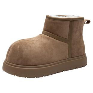 大东卡皮巴拉雪地靴女款2026新款冬季加绒保暖棉鞋厚底丑萌大头鞋