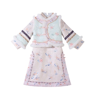 汉服女童清朝宫廷格格服秋冬儿童旗袍女孩加厚古装冬装中国风唐装