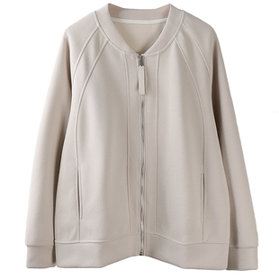 大码棒球服外套微胖小个子胖mm长袖200斤秋加厚宽松拉链卫衣上衣