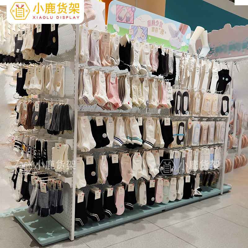 中岛货架中小型店铺饰品袜子家居店洞洞背板钢木架子四面展示货架