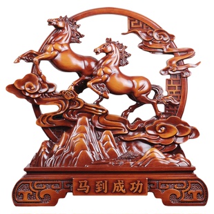 马到成功摆件中式客厅玄关酒柜博古架办公室桌面装饰乔迁新居礼品