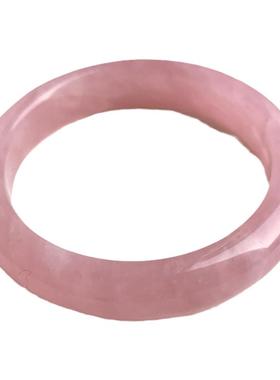 桃粉复古圆条芙蓉石马粉水晶手镯