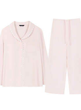 ELLE【本真系列-甜樱睡衣】莱赛尔花边轻奢风睡衣舒适亲肤家居服