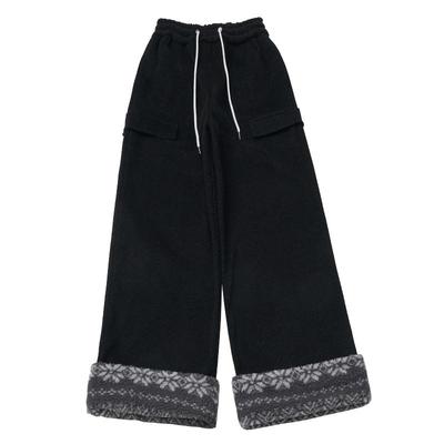 pinksavior毛绒卷边麦穗加绒加厚冬日保暖长裤显瘦女