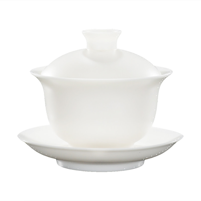 高端盖碗茶杯瓷中三昧羊脂玉精品