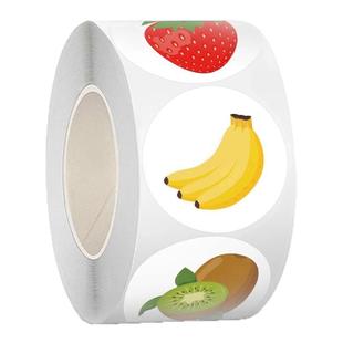 【大图释官方授权】1000贴绿色卡通水果卷卷贴小清新苹果香蕉草莓葡萄芒果菠萝图案装饰标签贴画防水封口贴纸