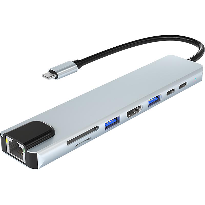 笔记本电脑转换器Type-c接口适用苹果macbook转接口USB3.0接头HDMI高清4K投屏扩展多功能网线拓展坞PD快充Pro