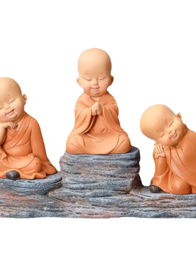 家居玄关电视柜摆件慧悟小和尚车载卡通公仔小沙弥汽车用品大全新