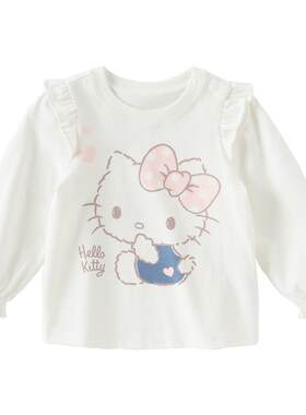 Hello Kitty联名戴维贝拉儿童T恤女童打底衫秋装新款上衣A类